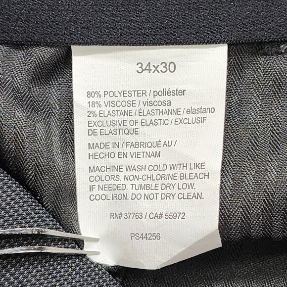 Perry Ellis Portfolio Pants Men 34X30 Black Gray Classic Fit Flat Front Straight - Picture 7 of 12